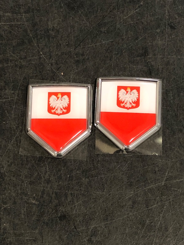Photo 1 of Overdecor Poland State Ensign Flag Decal Stickers Car Emblem Polish Eagle Car Accessories Decorations Chrome Shield Flag Sticker Decals for Cars Truck Vehicles, 2 Pack