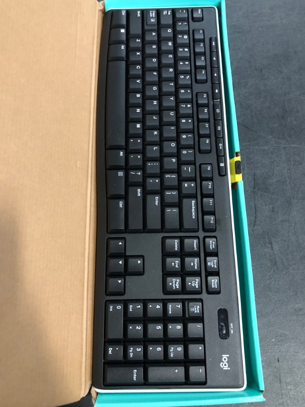 Photo 1 of Logitech K270 Wireless Keyboard for Windows, 2.4 GHz Wireless, Full-Size, Number Pad, 8 Multimedia Keys, 2-Year Battery Life, Compatible with PC, Laptop, Black