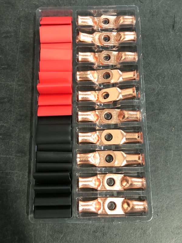 Photo 1 of AIRIC 10 PCS UL Listed 1/0 AWG - 5/16" Battery Cable Lugs, Heat Shrink Ring Terminals End, Copper Cable Ends, Wiring Connector Terminal, Electrical Crimp Connectors, Wire Lug for 1/0 Gauge Wires