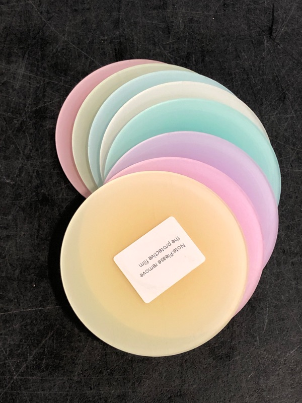 Photo 1 of Irenare 8 Pieces Colorful Acrylic Coaster 3.9 Inches Cute Coasters Round Heat Resistant Holder Anti Slip Table Aesthetic for Coffee Table Home Decoration Gift(Rainbow Pastels Color)