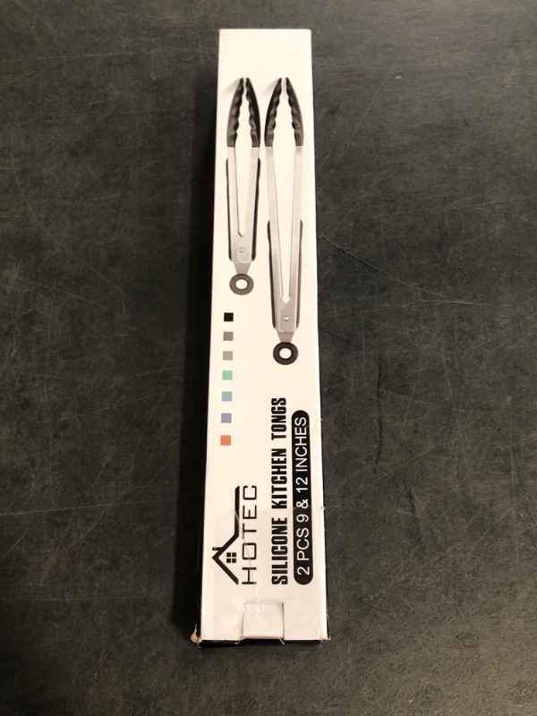 Photo 1 of HOTEC Premium Stainless Steel Locking Kitchen Tongs with Silicon Tips, Set of 2-9" and 12"
