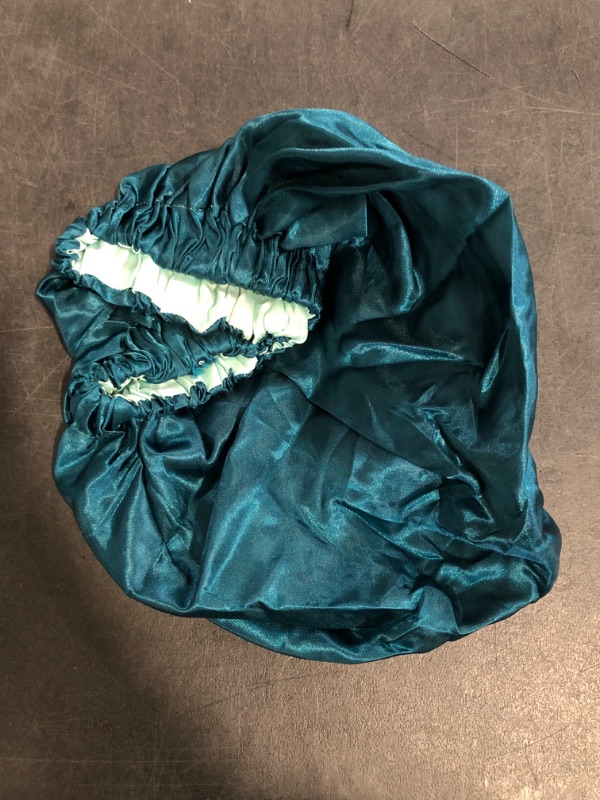 Photo 1 of Satin Bonnet Silk Bonnet Hair Bonnet for Sleeping-Slouchy Beanie Hat Satin Sleep Cap for Women's Natural & Curly Hair(Blue Zircon)