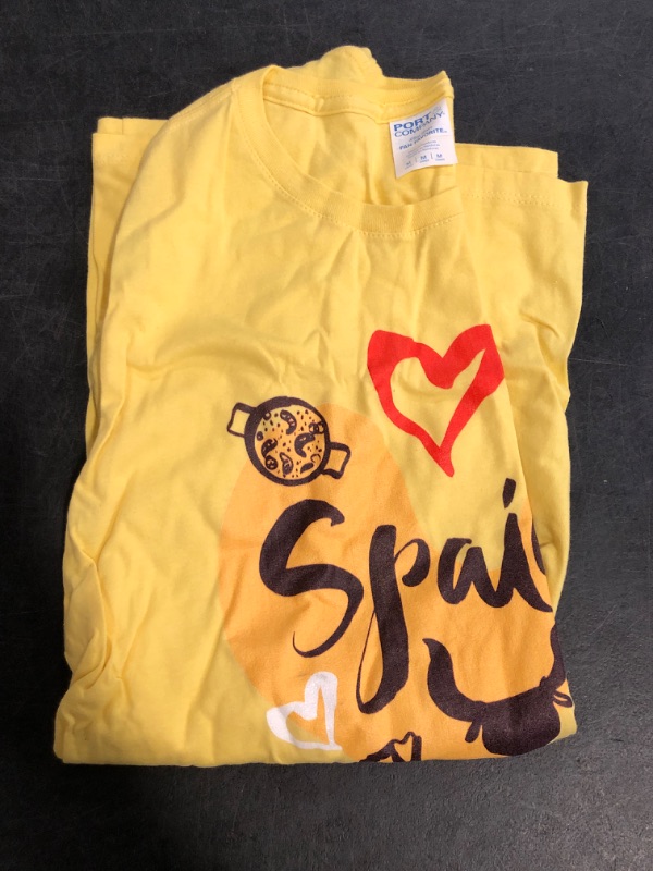 Photo 1 of Size M I Love Spain, Cool Spain Doodles Illustration Graphic Design T-Shirt, YELLOW 