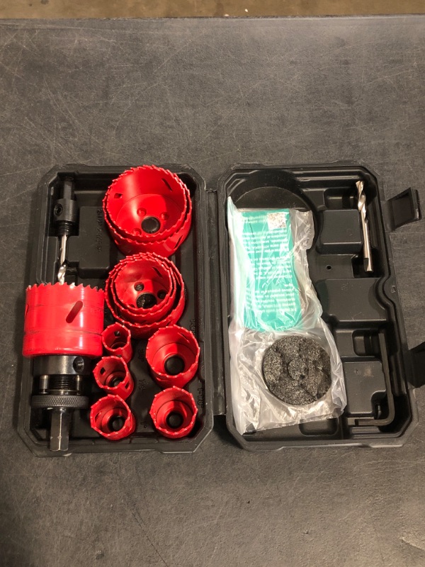 Photo 1 of Bi-Metal Hole Saw Kit, HYCHIKA 17 Pcs High Speed Steel 3/4" to 2-1/2" Hole Saw Set in Case with Mandrels, Hole Saw Bit for Metal, Drilling PVC Board,and Plastic Plate
