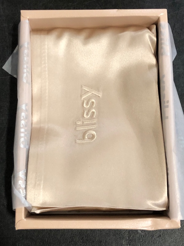 Photo 1 of Blissy Silk Pillowcase - 100% Pure Mulberry Silk - 22 Momme 6A High-Grade Fibers - Silk Pillow Cover for Hair & Skin - Regular, Queen & King with Hidden Zipper (Standard, Champagne)