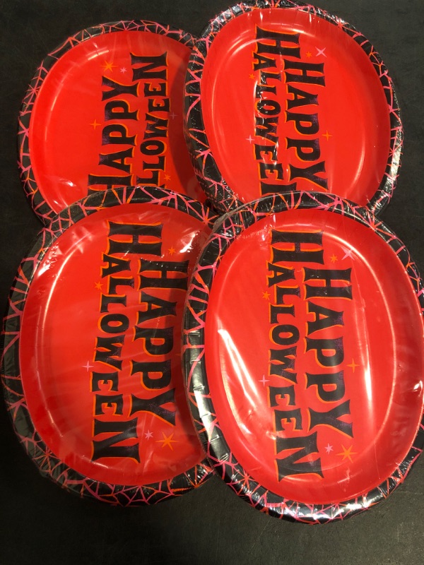 Photo 1 of 40 pcs Halloween Oval Paper Plates - 10" x 12" Large Disposable Heavy Duty Party Plates for Halloween Party Supplies
