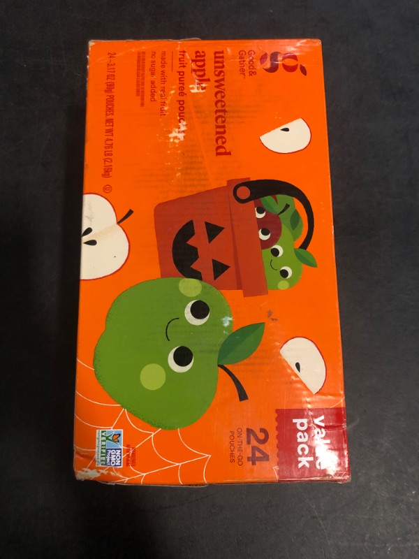 Photo 1 of Exp 14-Sep-2025 Good and Gather Unsweetened Apple Puree Pouches 24 on the Go 3.17 oz Servings 