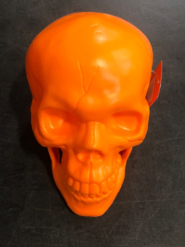 Photo 1 of Hyde and EEK Indoor/ Outdoor Skull Head Decorations 2 Pack, Orange and White 