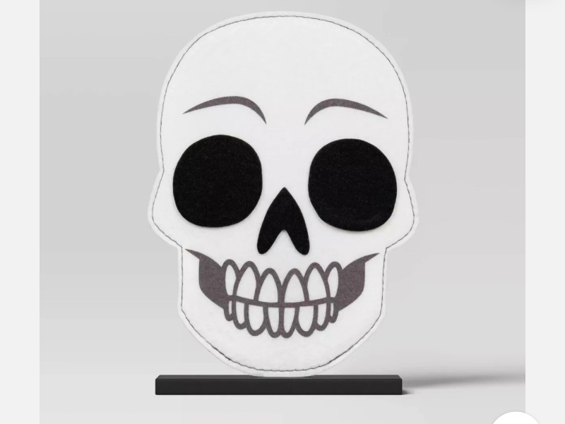 Photo 1 of 5 Hyde & EEK Felt Skull on Stand Halloween Decorative Figurine 