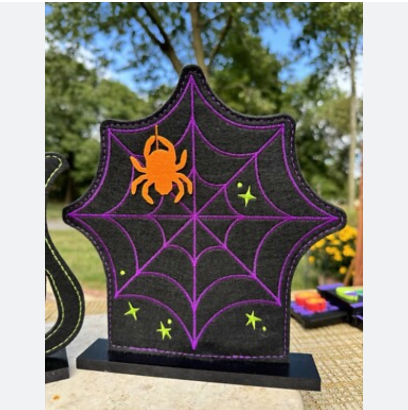 Photo 1 of 5 Hyde and EEK Felt Halloween Spiderweb on Stand Decorative Figurines