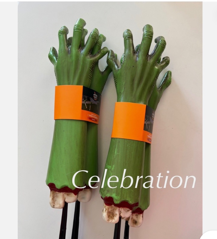 Photo 1 of Hyde and EEK Zombie Hand Yard Stakes Outdoor Halloween Decor (4 Hands)