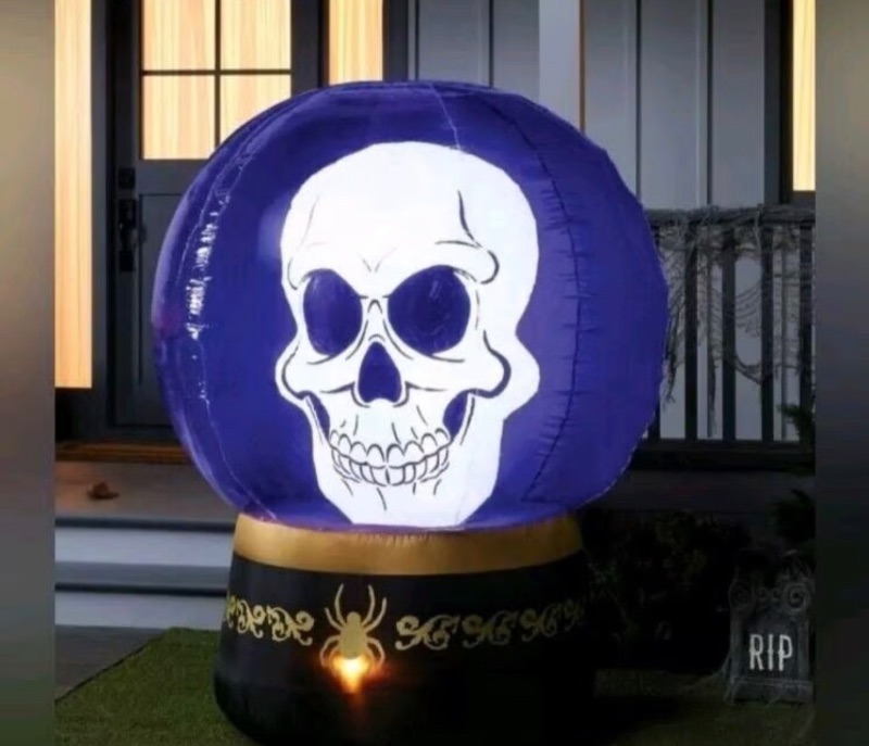 Photo 1 of 5.5 LED Animated Turning Skull Globe Halloween Inflatable 