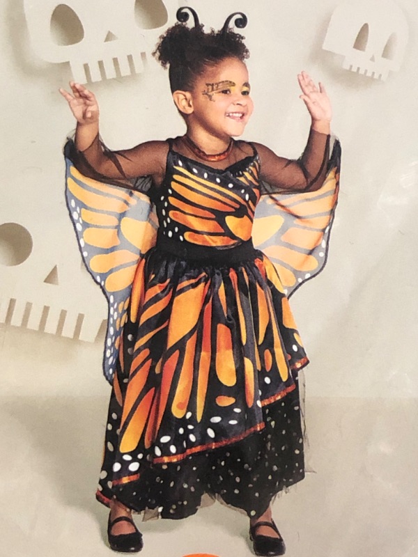 Photo 1 of 2T-3T Toddler Monarch Butterfly Halloween Costume Dress with Headpiece 