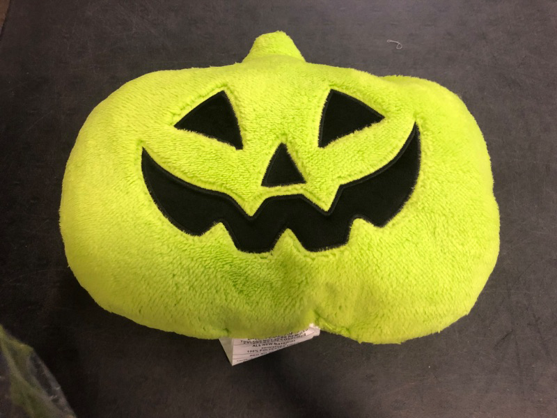 Photo 1 of Hyde & EEK Pumpkin Shaped Halloween Faux Shearing Pillow Green 