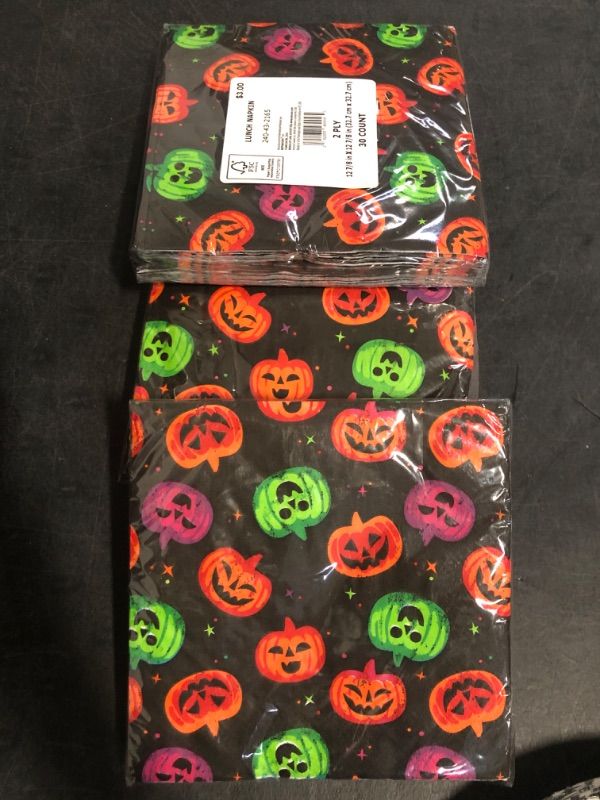 Photo 1 of Halloween Party Supply 2 Sets of Plates, 3 12"x12" Lunch Napkins, 2 9"x9" Beverage Napkins 