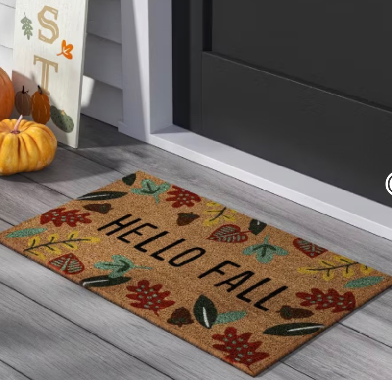 Photo 1 of 1'6"x2'6" Halloween "Hello Fall" Faux Coir Doormat Red/Green/Yellow - Hyde and EEK