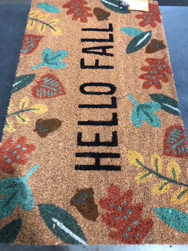 Photo 1 of 1'6"x2'6" Halloween "Hello Fall" Faux Coir Doormat Red/Green/Yellow - Hyde and EEK