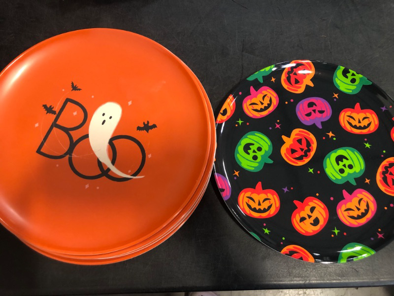 Photo 1 of 6 BOO Orange Plates, 1 Pumpkin Plate , 3 Happy Halloween Spider Plates and a 30 Pack of Clear Black Cat Cups 