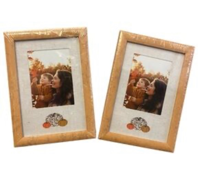 Photo 1 of Set of 2 Hammered Silverstone Pumpkin Picture Frames Fits 3x3 Photos