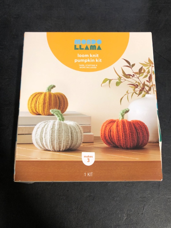 Photo 1 of Box is SEALED **Minor Damage to Box** Mondo Llama Brandclub 3ct Knit Pumpkin Kit 