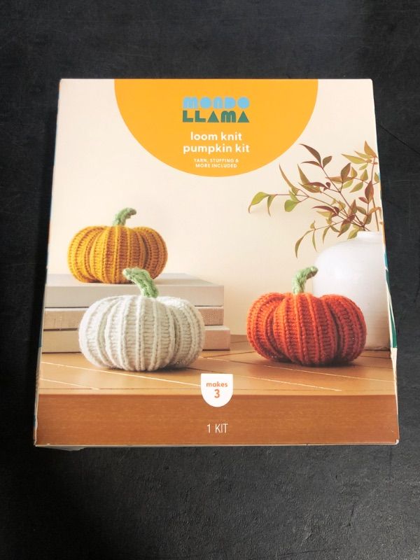 Photo 1 of Box is SEALED **Minor Damage to Box** Mondo Llama Brandclub 3ct Knit Pumpkin Kit