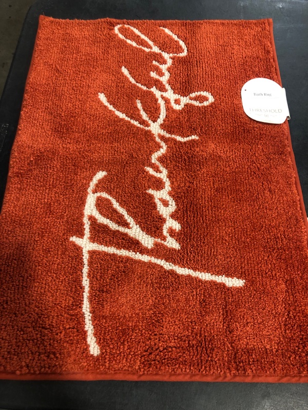 Photo 1 of Threshold Harvest Thankful Bath Rug Rust 