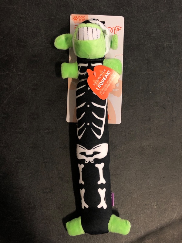 Photo 1 of Multipet 13" Loofa Skeleton with Skull Head Soft Plush Dog Toy with Squeaker