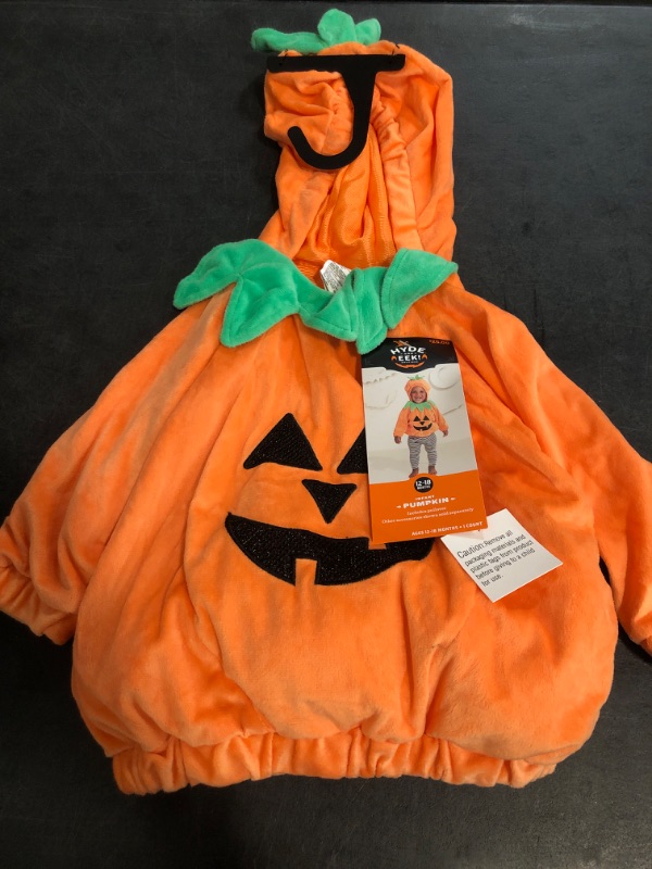 Photo 1 of 12-18 Months Infant Toddler Girls Plush Pumpkin Hooded Pullover Halloween Costume