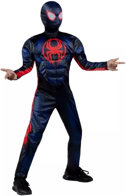 Photo 1 of Size L Youth MARVEL Boys Spider-Man Miles Morales Into The Spider Verse Superhero Muscle Padded Jumpsuit with Mask, Officialy Licensed