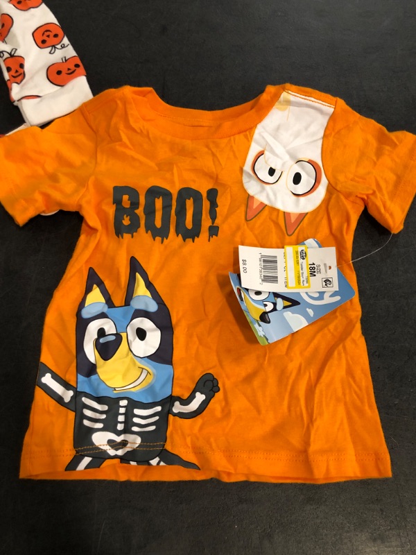 Photo 1 of 6-9M Pumpkin 2 Piece Set , 18M BOO Bluey T-Shirt 