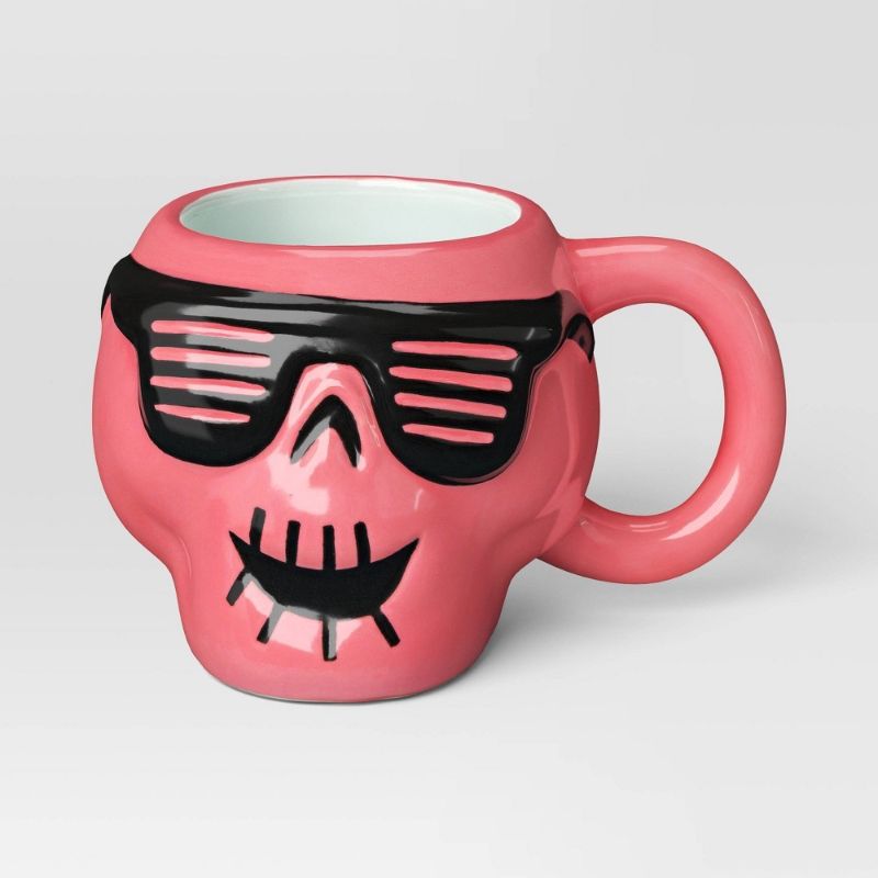 Photo 1 of 6PCS 14.8 Fl Oz Halloween Earthenware Figural Skull Mug Pink - Hyde and EEK! Boutique™: Microwave & Dishwasher Safe Drinkware