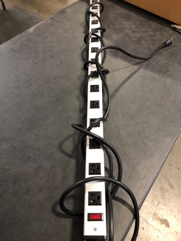 Photo 1 of JUNNUJ Long Metal 16 Outlet Power Strip, Wide Spaced Garage Industrial Heavy Duty Power Strip with 6 FT Cord 15A, 125V, 1875W-Silver