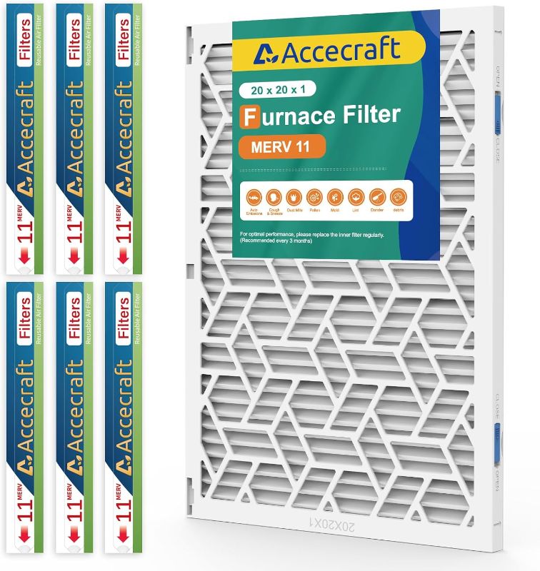Photo 1 of 20x20x1 Air Filter MERV 11, Advanced Dust Defense,Cost-effective,1 Reusable ABS Frame + 6 Pack Replaceable, Quality Furnace Filter Media for AC & Furnace Applications?1 Frame+6 Filter?