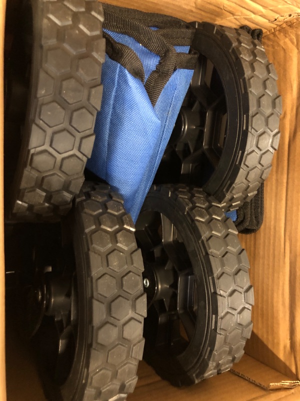 Photo 1 of Navatiee 130L Collapsible Foldable Wagon With Wheels, Large Capacity Cart With Side Pocket and Brakes for Grocery Shopping, Garden and Outdoor Use, Blue