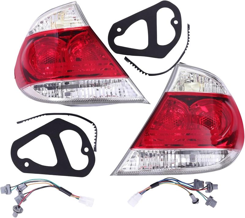 Photo 1 of PIAOYUE- For 2005 2006 Toyota Camry Sedan Halogen Tail Lights Rear Brake Lamps Left Driver+Right Passenger Side 1 Pair Gray Housing Clear&Red Lens(Compatible on USA Built Models Only)