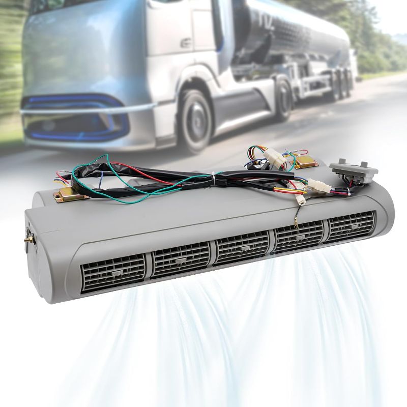 Photo 1 of 12V Universal Double Shaft AC Evaporator with 5 Shutters 3-Speed A/C Car Air Conditioner Evaporator Unit Air Conditioning Cooler for Engineering Vehicles Grey 3800RPM 20697BTU 598CFM