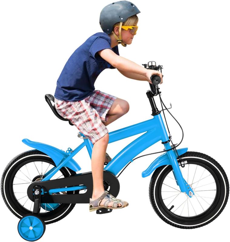 Photo 1 of Kids Bike, 14 inch Kids Bike with Training Wheels, Height Adjustable Boys Girls Kids Bicycle Toddler Bike Children Bicycle for Kids 3-5