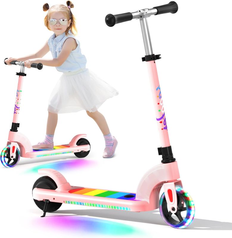 Photo 1 of ANHAO Electric Scooter for Kids Ages 6-12 (Mainly 6-10), Kids Electric Scooter with Adjustable Height, Kick Scooter for Kids up to 110 Lbs, up to 6Mph