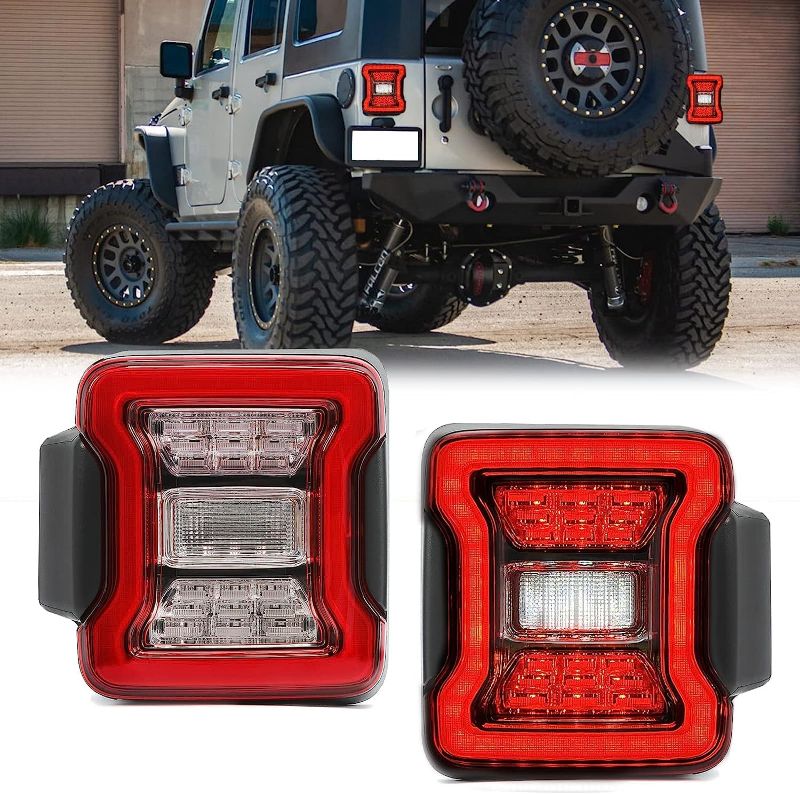 Photo 1 of LED Tail Lights Compatible With 2007-2018 Jeep Wrangler JK JKU, A Pair Of Rear Lights With Running Light, Brake Turn Signal Lamp and Reverse Lamp Functions