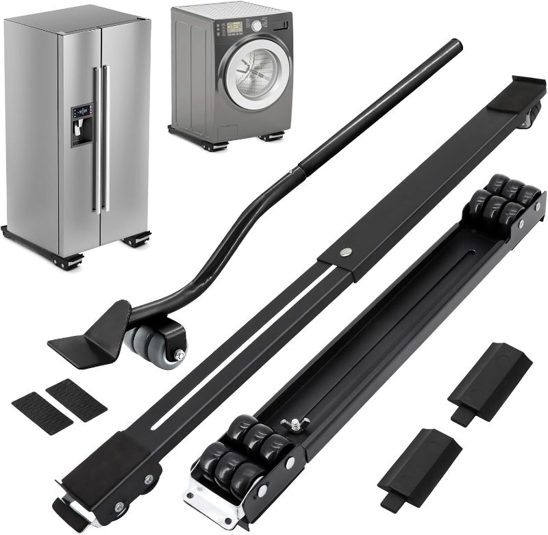 Photo 1 of Appliance Rollers with Upgraded Furniture Lifter Tools, Extendable Appliance Heavy Duty Furniture Mover with Wheels Stand Sliders Washers Dryers Moving Base Kitchen Refrigerators Sofa Countertop Black