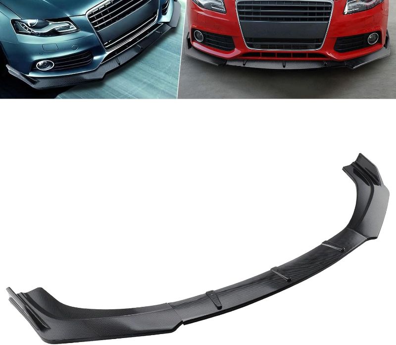 Photo 1 of MotorFansClub 3pcs Front Bumper Lip Fit for Audi A4 B8 Sport Style 2009 2010 2011 2012 Splitter Trim Protection Spoiler, Carbon Fiber Style