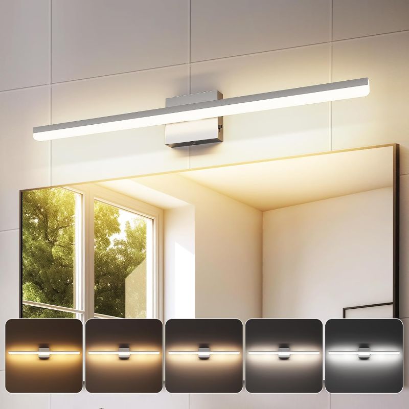 Photo 1 of LED Modern Bathroom Light Fixtures 22W Brushed Nickel Vanity Lights Bar 5CCT Dimmable ixture Over Mirror Vanity Light for Bathroom Lighting 31.5 inch ETL Certificated