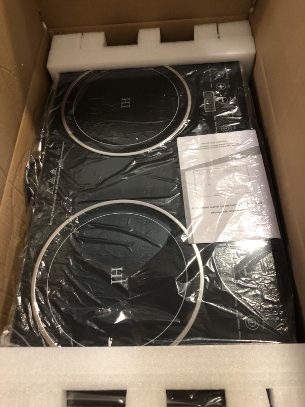 Photo 1 of Digital Induction Cooktop,2400W 110V Double Burners Electric Stove, Countertop Burner with Legs, Induction Cooker Vitro Ceramic Glass Black Surface for Cast Iron Pan (1200W+1200W)