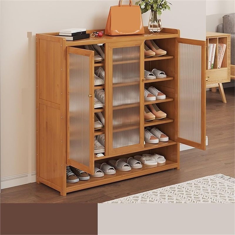 Photo 1 of *Similar to Picture** 7 Tier Bamboo Shoe Cabinet with Acrylic Doors Free Standing Shoe Shelf Storage Organizer Shoes Rack Organizer for Hallway Room Living Room Multi-Purpose