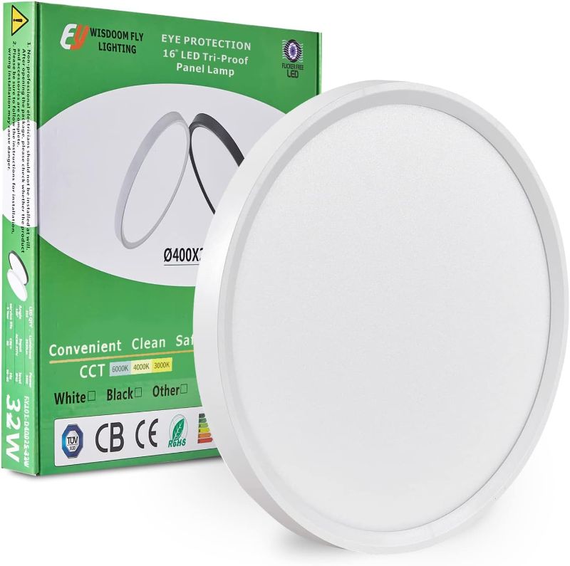 Photo 1 of 15.8 Inch LED Flush Mount Ceiling Light, 32W, 3480LM,Ceiling Light 3000K/4000K/6000K CCT Selectable,Low Profile Light Fixture for Kitchen, Bedroom,ect