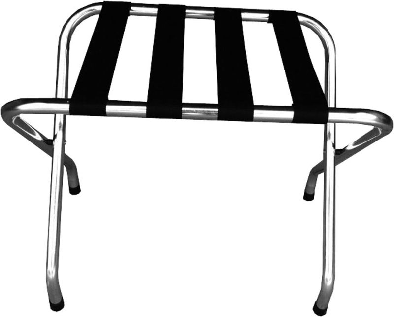 Photo 1 of Folding Luggage Rack Guest Room Essentials Metal Suitcase Stand with Durable Black Nylon Straps for Bedroom,Hotel,Easy Assembly, Silver