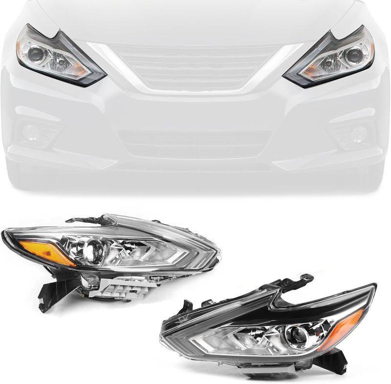 Photo 1 of Front Headlight For 2016-2018 Nissan Altima Sedan Halogen Headlights w/Bulb, 260609HS0A 26060-9HS0A 260109HS0A 26010-9HS0A NI2503247 Front Headlamp (Driver+Passenger Side Headlights)