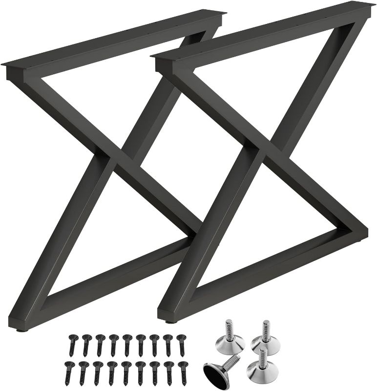 Photo 1 of HOMEKAYT Metal Table Legs 28'H x 35'W Heavy Duty Desk Legs Set of 2 Metal Furniture Legs