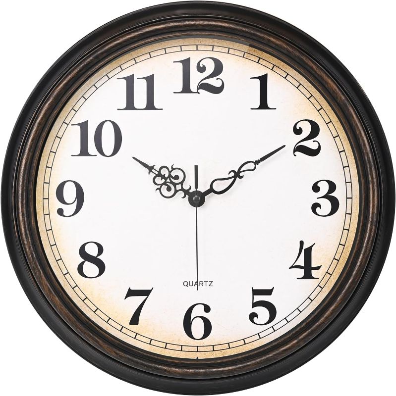 Photo 1 of Large Wall Clock 16 Inch Silent Non-Ticking Vintage Wall Clocks Battery Operated for Living Room Kitchen Bedroom (Bronze)