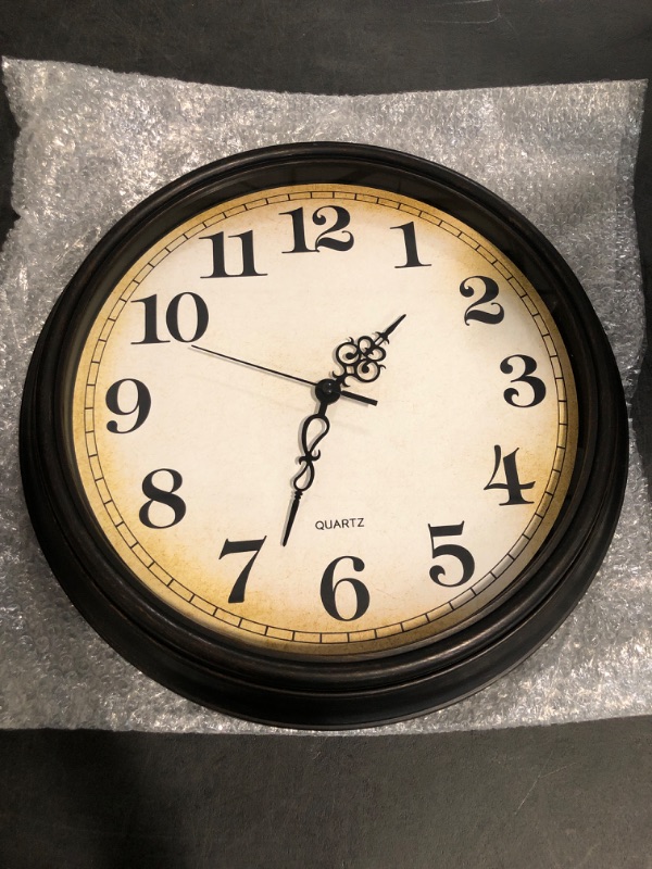 Photo 1 of Large Wall Clock 16 Inch Silent Non-Ticking Vintage Wall Clocks Battery Operated for Living Room Kitchen Bedroom (Bronze)